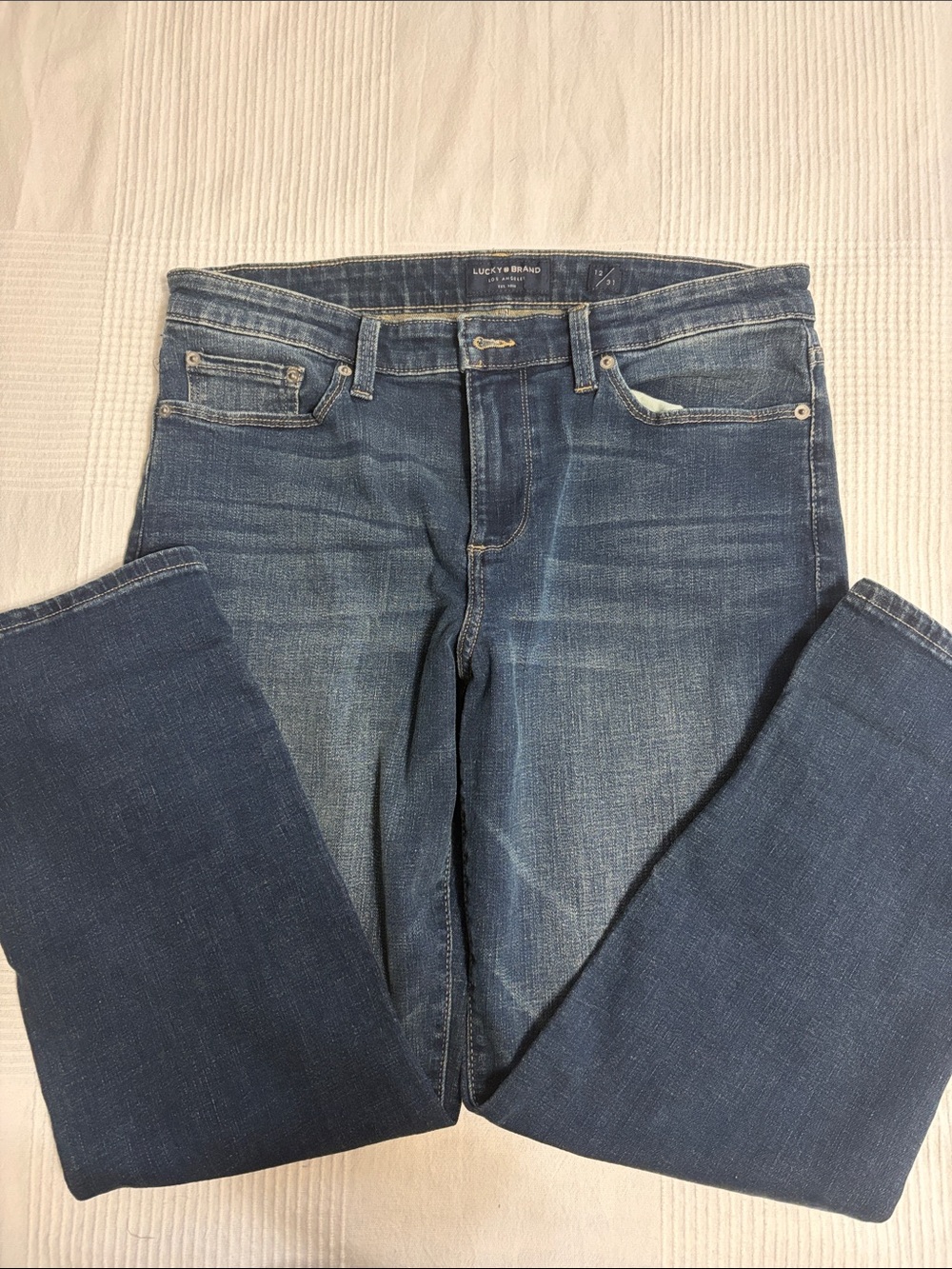 Lucky Brand Dark Blue Mid-Rise Straight Jeans